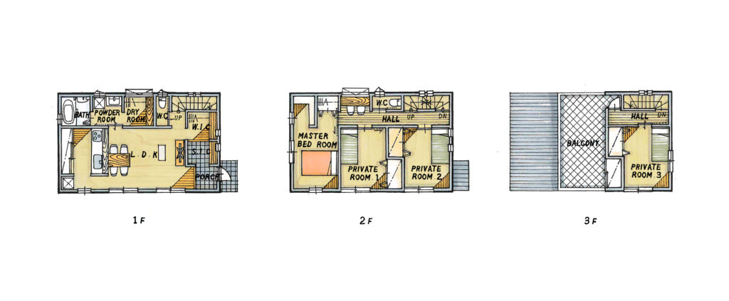 No 40 15坪三階建て4ldkの動線スッキリ広々ルーフバルコニーの家 狭小住宅 坪 30坪 の間取りは都市工房 江戸川区 葛飾区 足立区