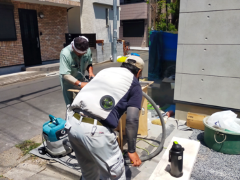 江東区新築注文住宅S様邸ポーチ階段タイル貼り