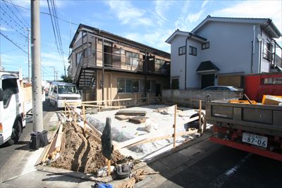 基礎配筋工事中!